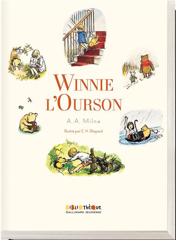 Couverture de Winnie l'Ourson, de A. A. Milne, illustré par E. H. Shepard (Gallimard Jeunesse).